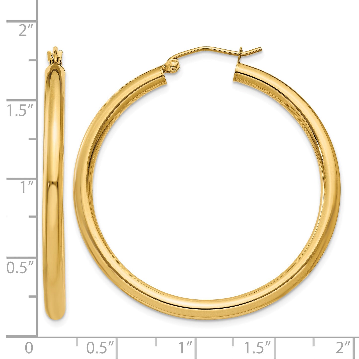 14K 3x40mm Polished Lightweight Tube Hoop Earrings