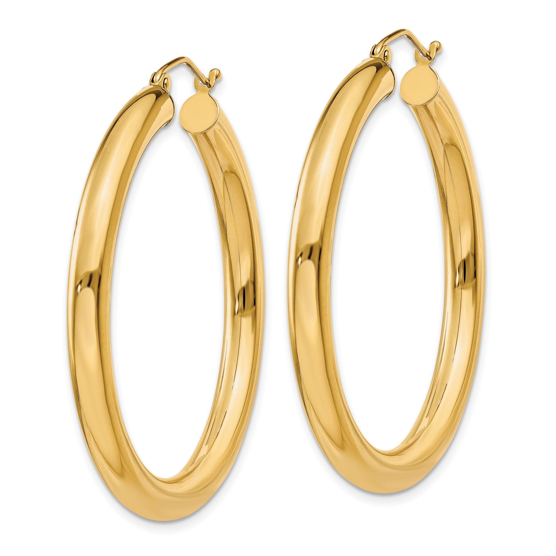 14K 4x40mm Polished Tube Hoop Earrings