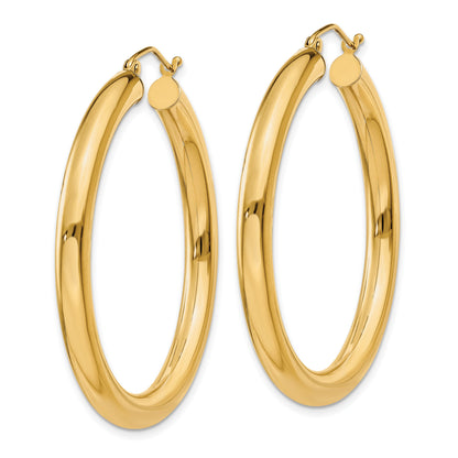 14K 4x40mm Polished Lightweight Tube Hoop Earrings