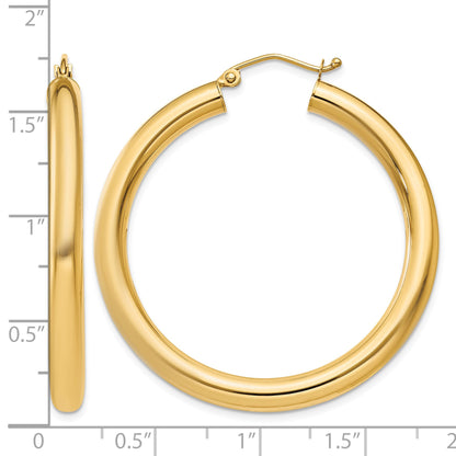 14K 4x40mm Polished Lightweight Tube Hoop Earrings