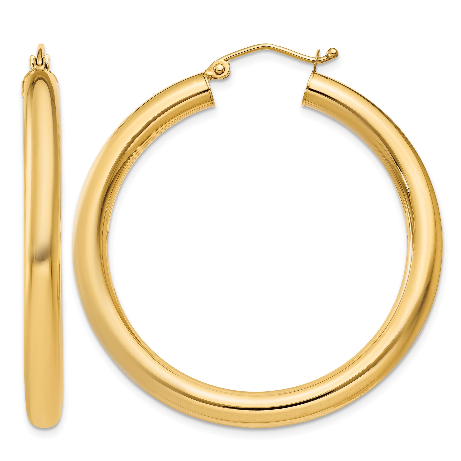 14K 4x40mm Polished Lightweight Tube Hoop Earrings