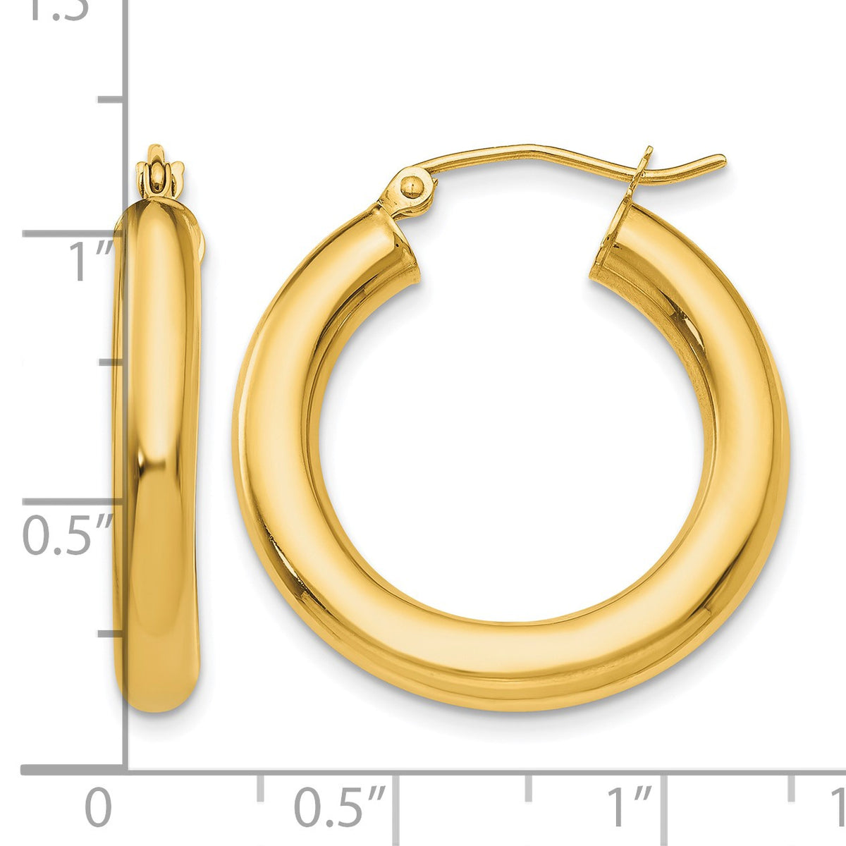 14k 4x25mm Polished Tube Hoop Earrings
