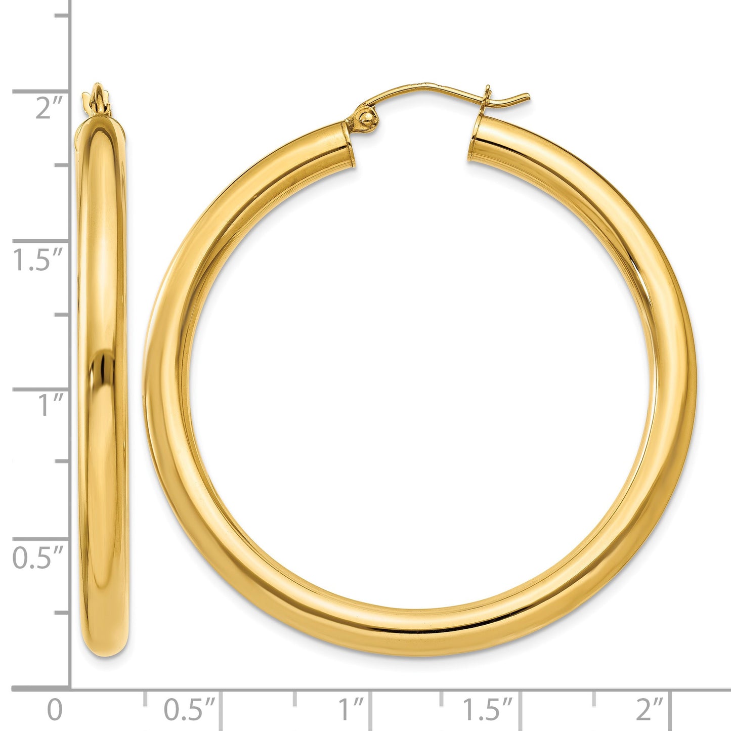 14K 4x45mm Polished Tube Hoop Earrings