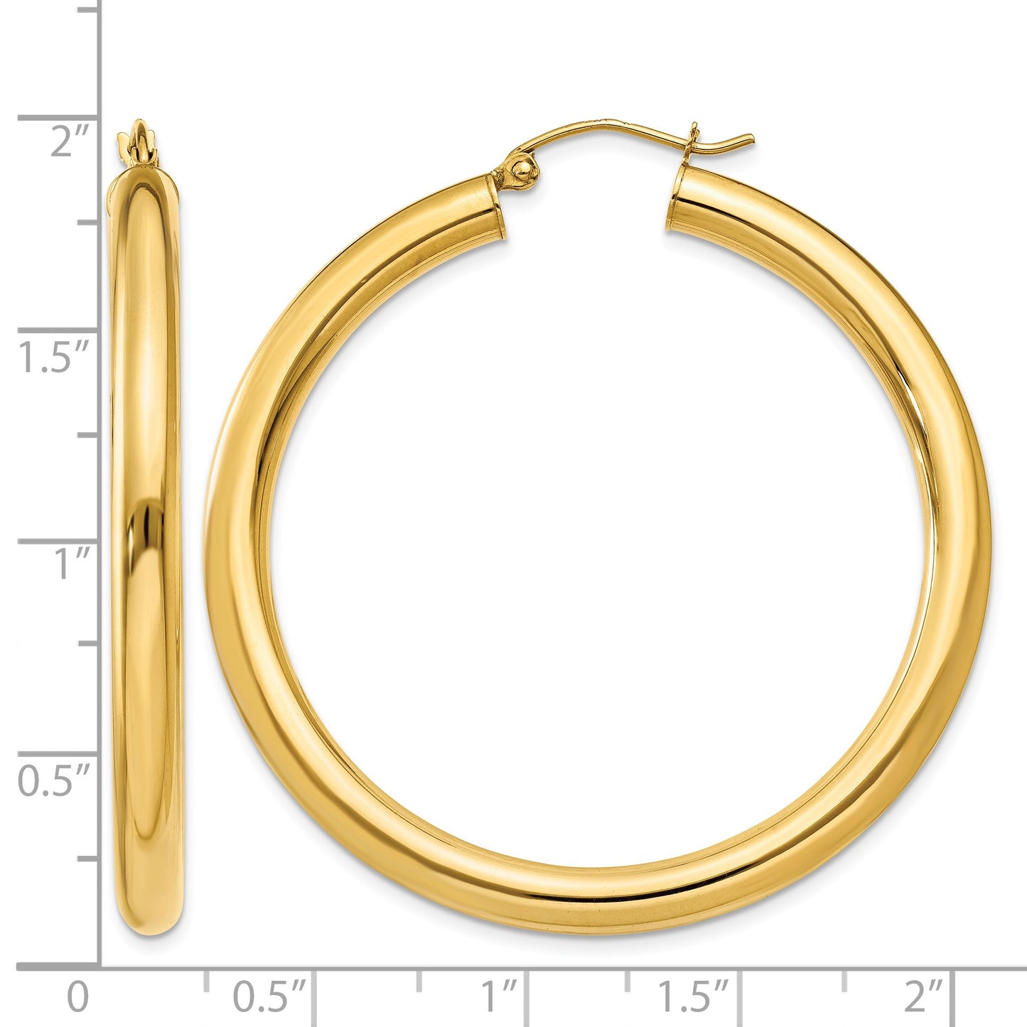 14K 4x45mm Polished Lightweight Tube Hoop Earrings