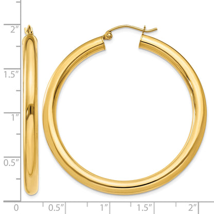 14K 4x45mm Polished Lightweight Tube Hoop Earrings