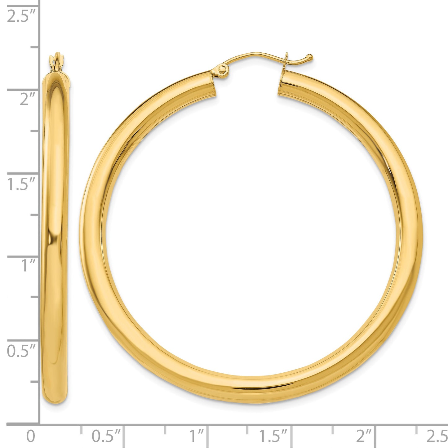 14K 4x50mm Polished Lightweight Tube Hoop Earrings