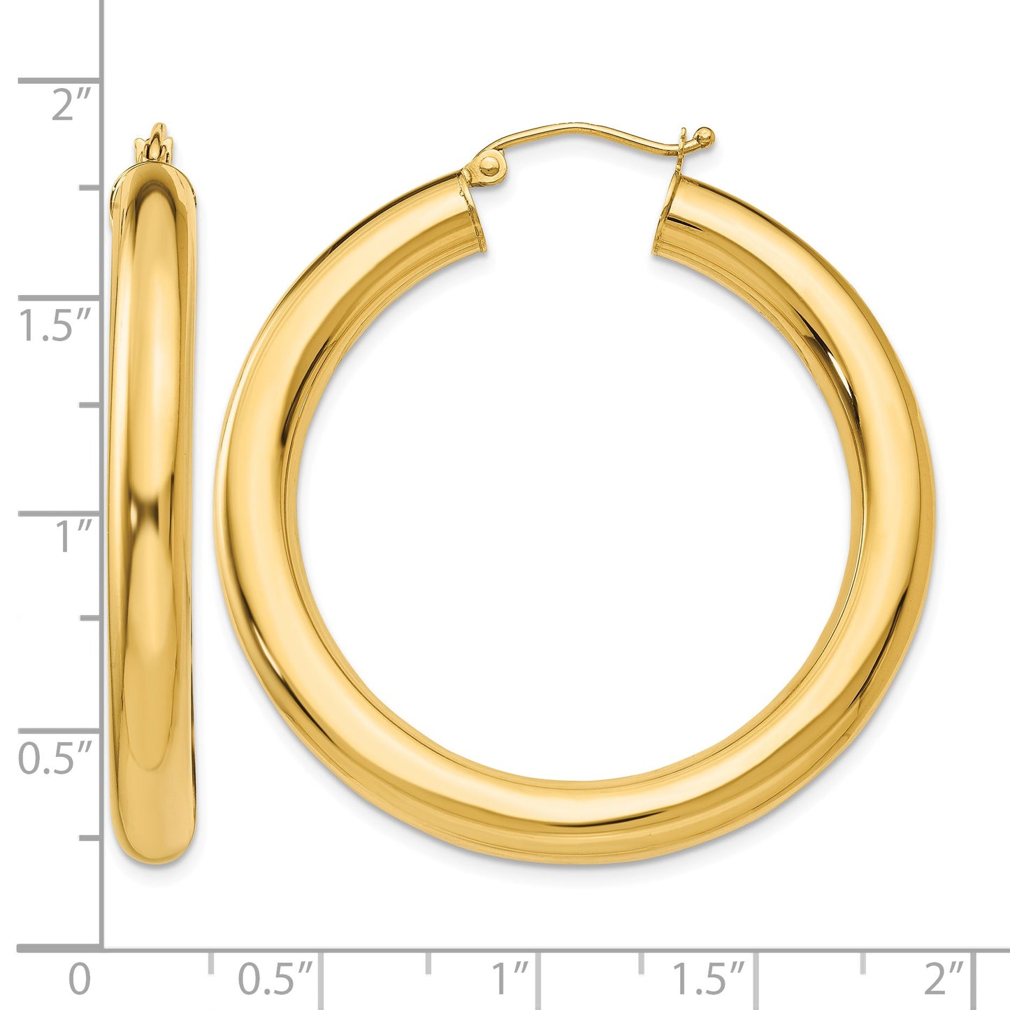 14k 5x40mm Polished Tube Hoop Earrings