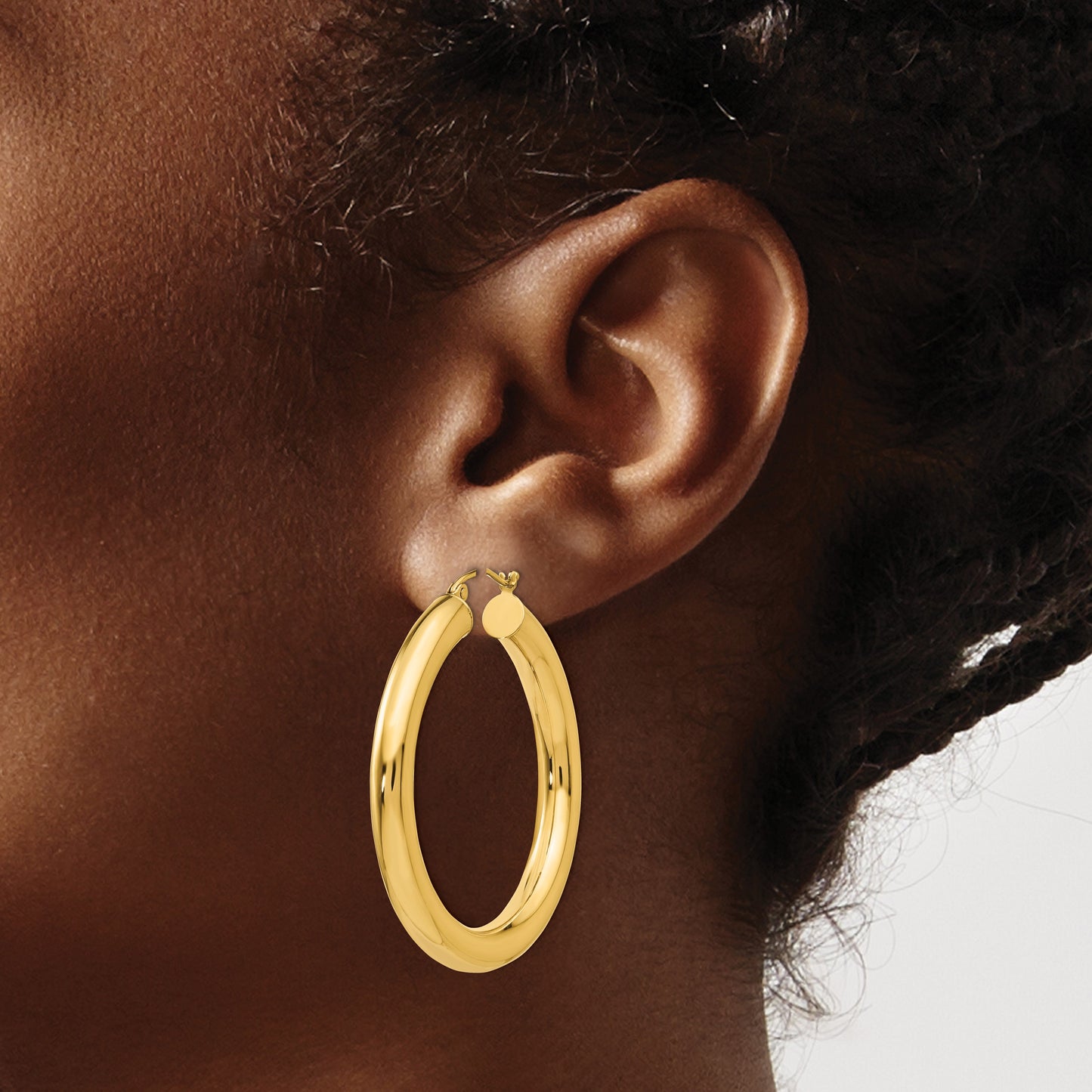 14k 5x40mm Polished Lightweight Tube Hoop Earrings