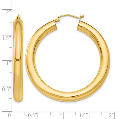 14k 5x40mm Polished Lightweight Tube Hoop Earrings