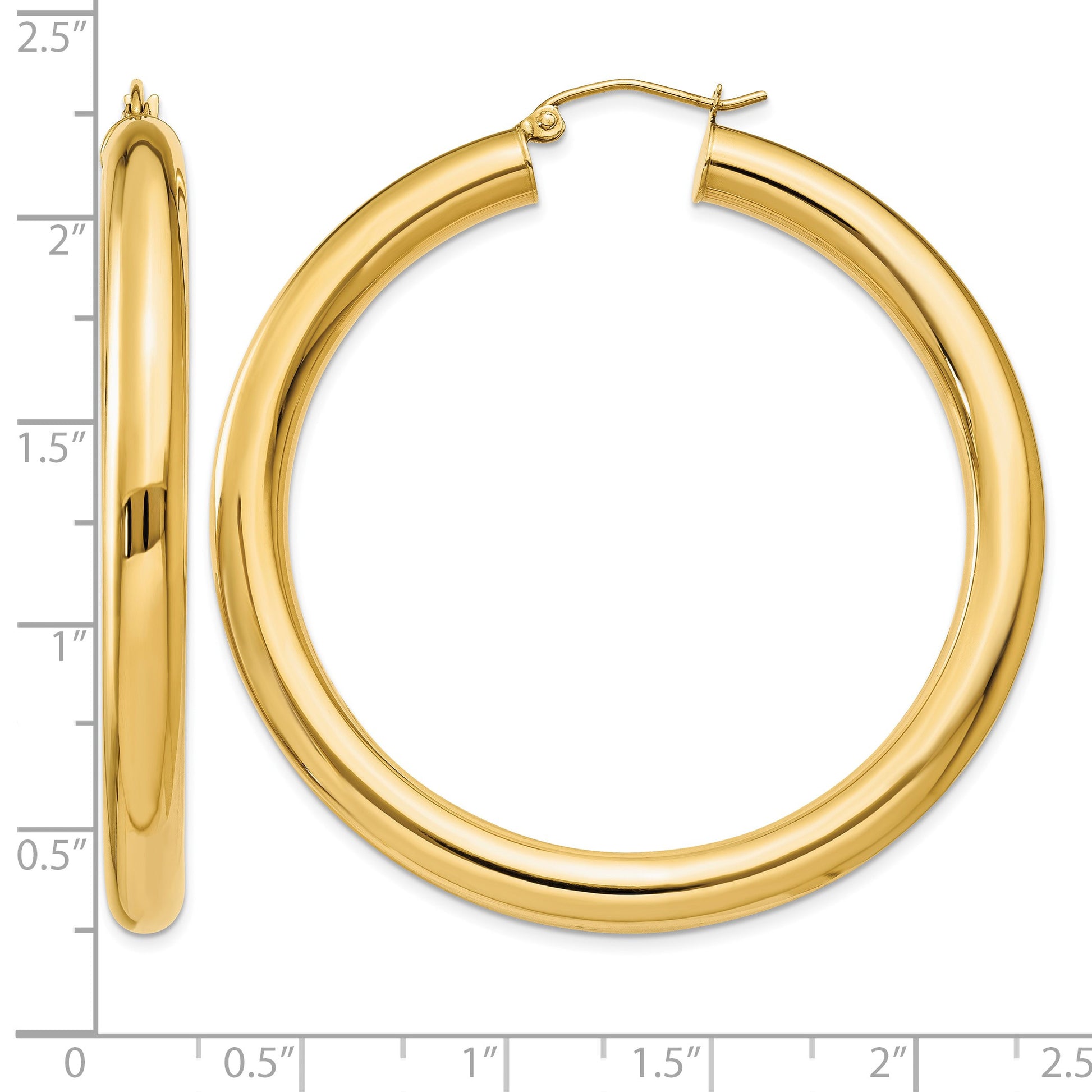 14k 5x50mm Polished Tube Hoop Earrings