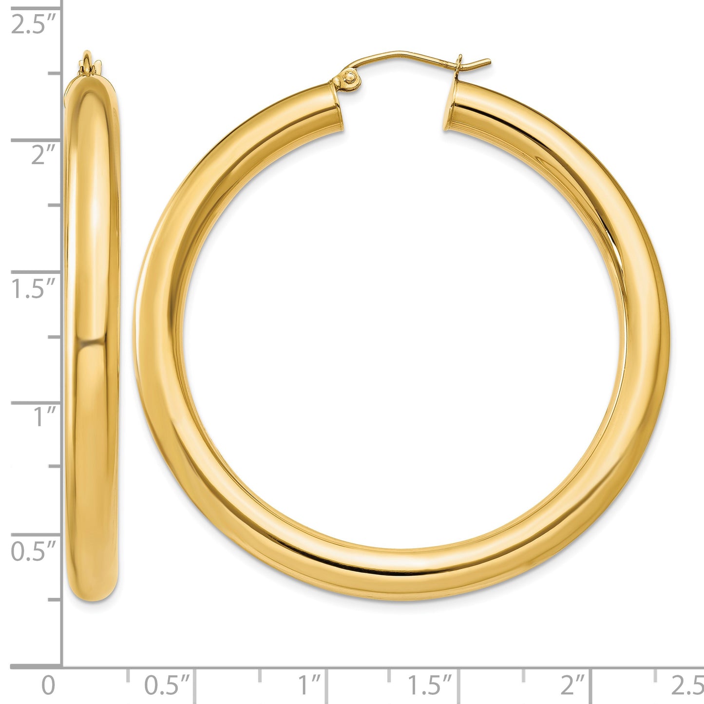 14k 5x50mm Polished Lightweight Tube Hoop Earrings