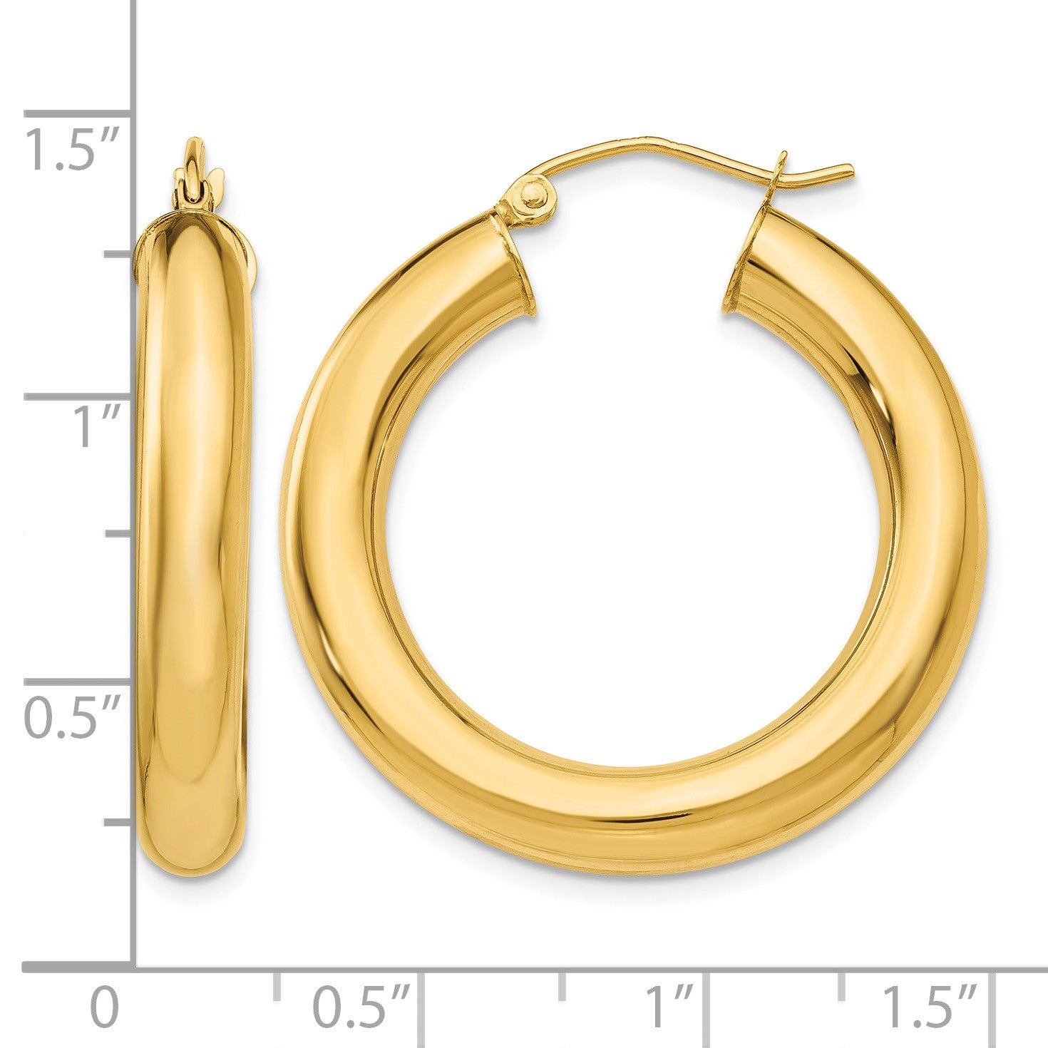 14k 5x30mm Polished Tube Hoop Earrings