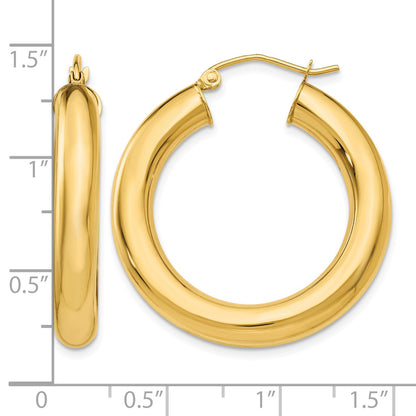 14k 5x30mm Polished Tube Hoop Earrings