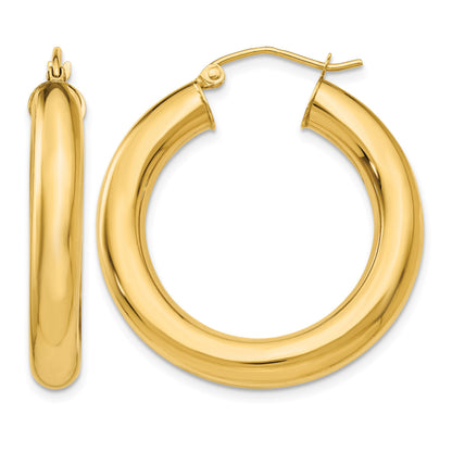 14k 5x30mm Polished Tube Hoop Earrings