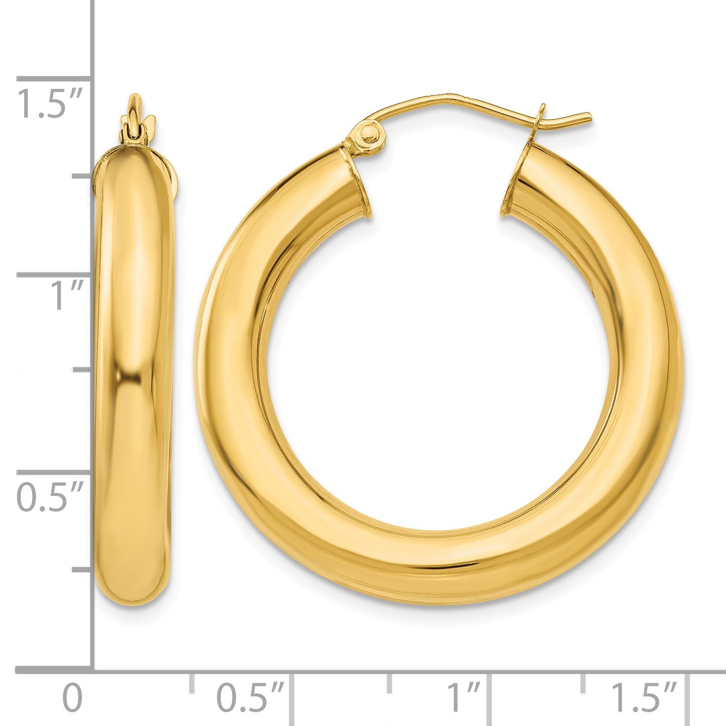 14k 5x30mm Polished Lightweight Tube Hoop Earrings