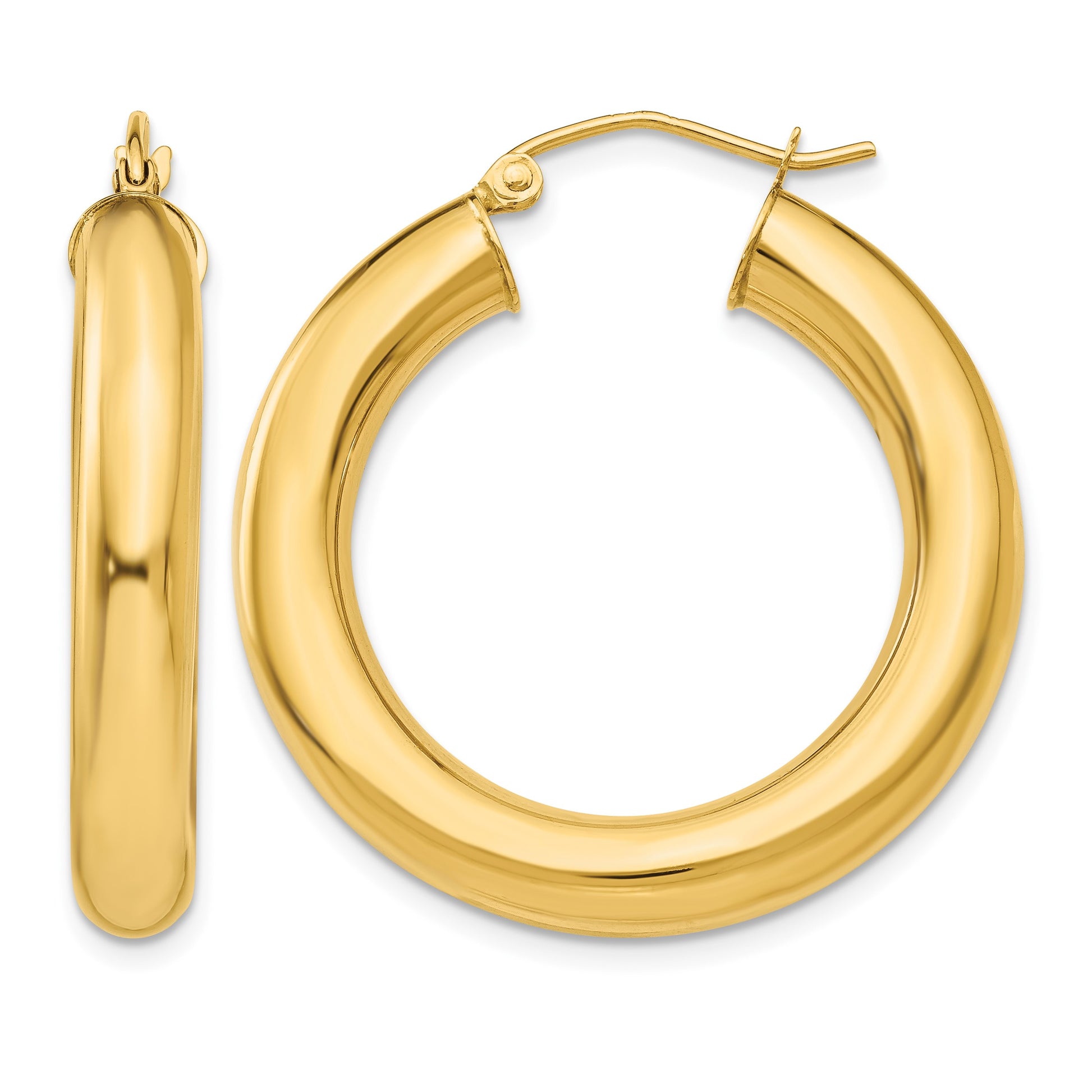14k 5x30mm Polished Lightweight Tube Hoop Earrings
