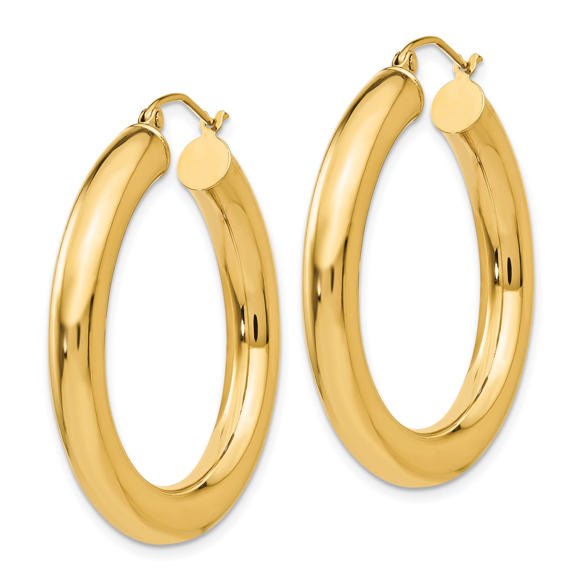 14k 5x35mm Polished Lightweight Tube Hoop Earrings