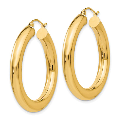 14k 5x35mm Polished Lightweight Tube Hoop Earrings