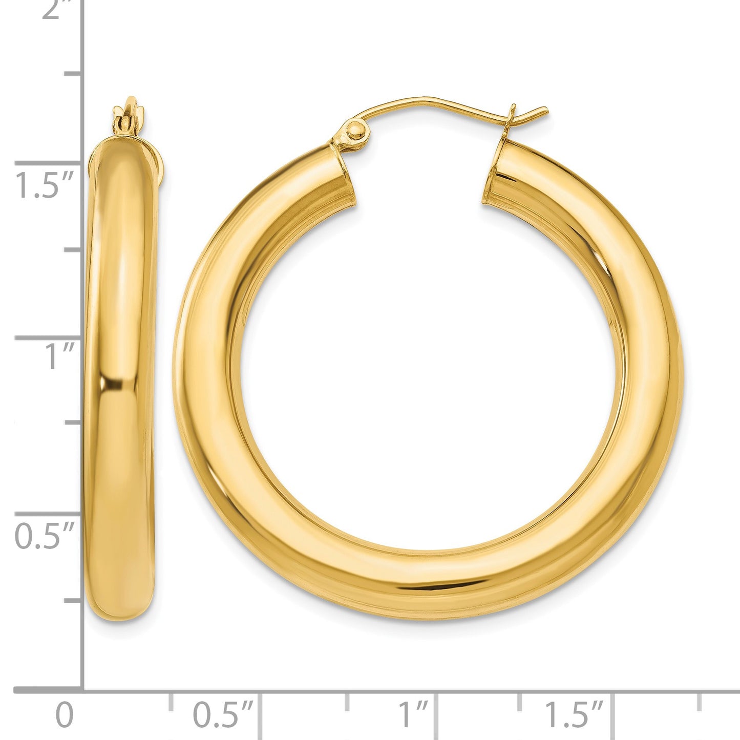 14k 5x35mm Polished Lightweight Tube Hoop Earrings