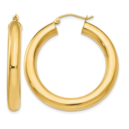 14k 5x35mm Polished Lightweight Tube Hoop Earrings