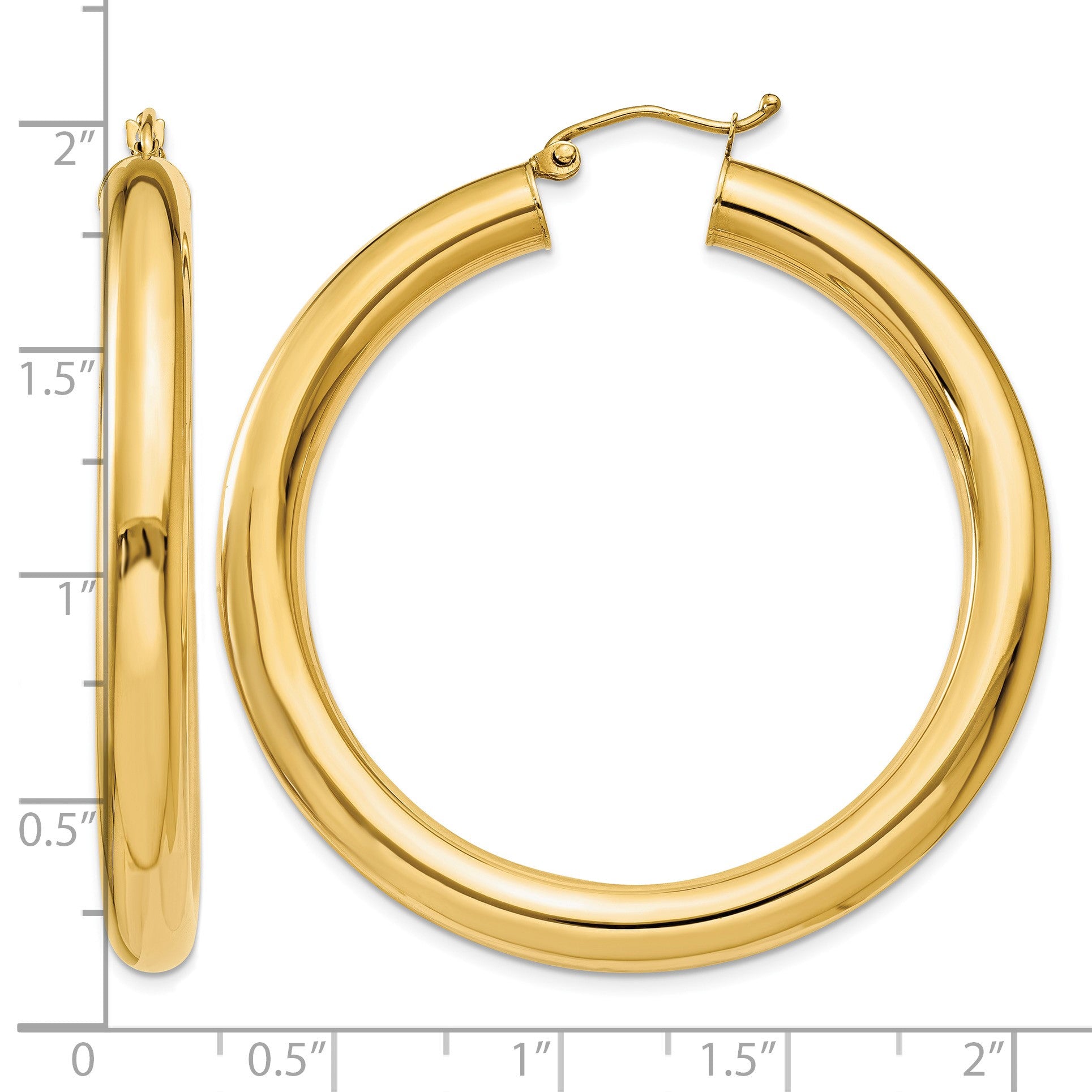 14k 5x45mm Polished Tube Hoop Earrings