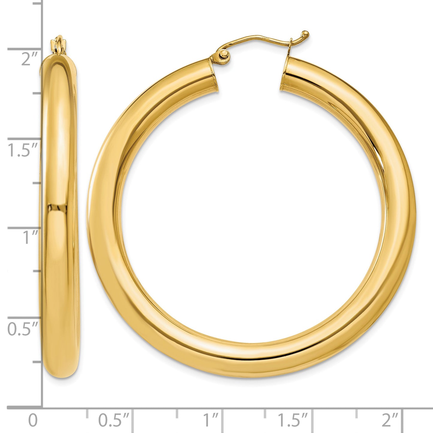 14k 5x45mm Polished Lightweight Tube Hoop Earrings