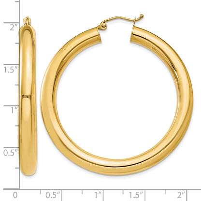 14k 5x45mm Polished Lightweight Tube Hoop Earrings