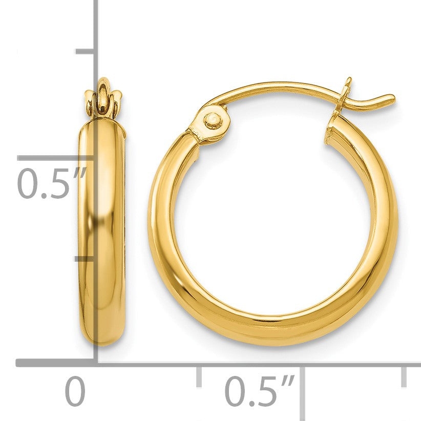 14k 2.75x16mm Polished Tube Hoop Earrings