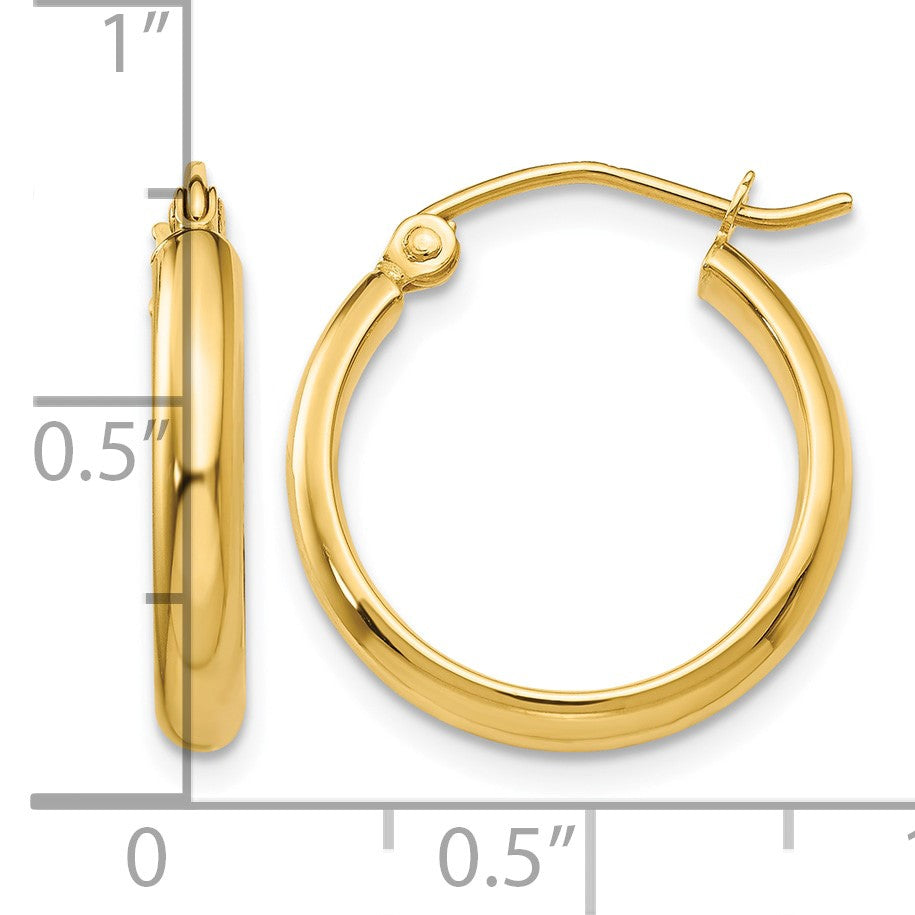 14k 2.75x18mm Polished Tube Hoop Earrings