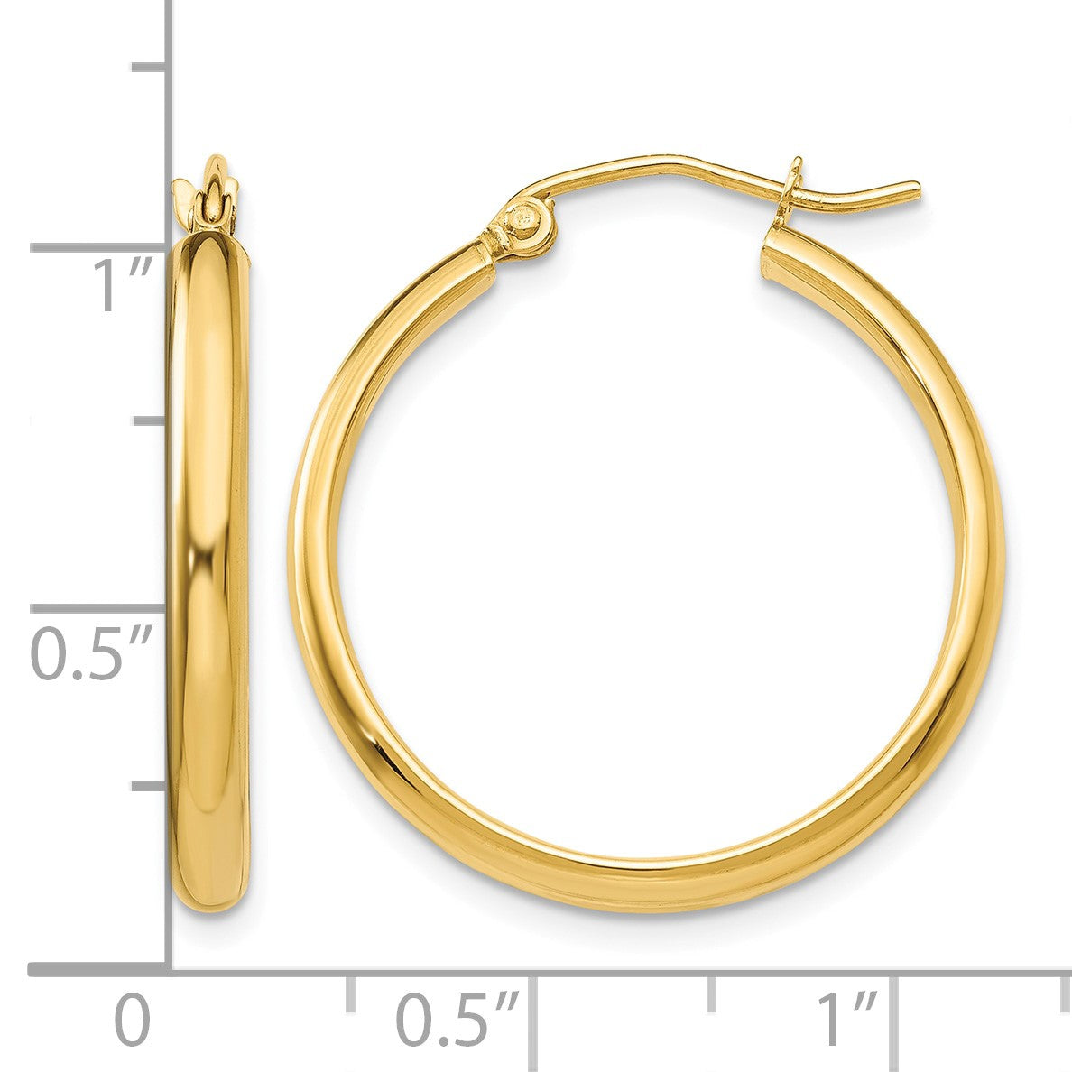 14k 2.75x25mm Polished Tube Hoop Earrings