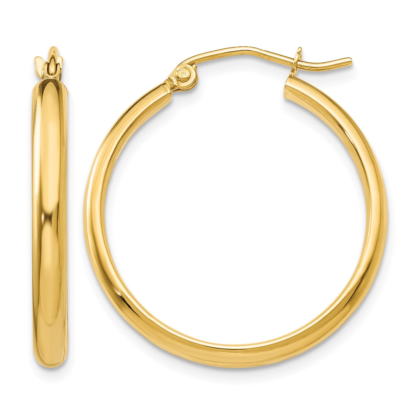 14k 2.75x25mm Polished Tube Hoop Earrings