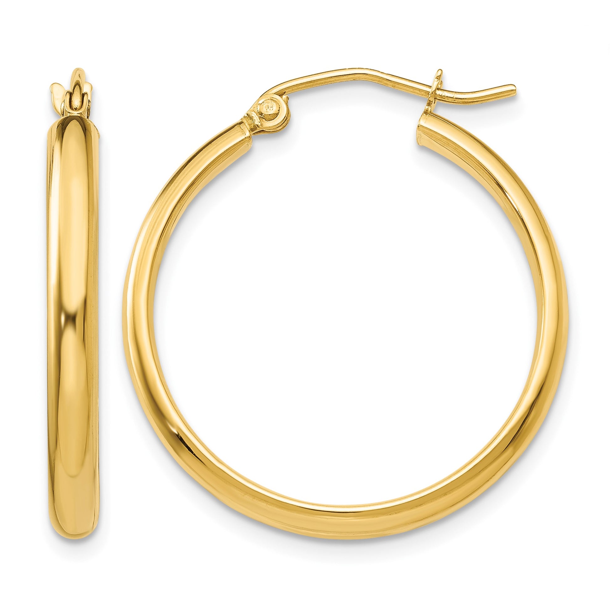 14k 2.75x25mm Polished Tube Hoop Earrings
