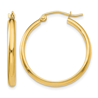 14k 2.75x25mm Polished Tube Hoop Earrings