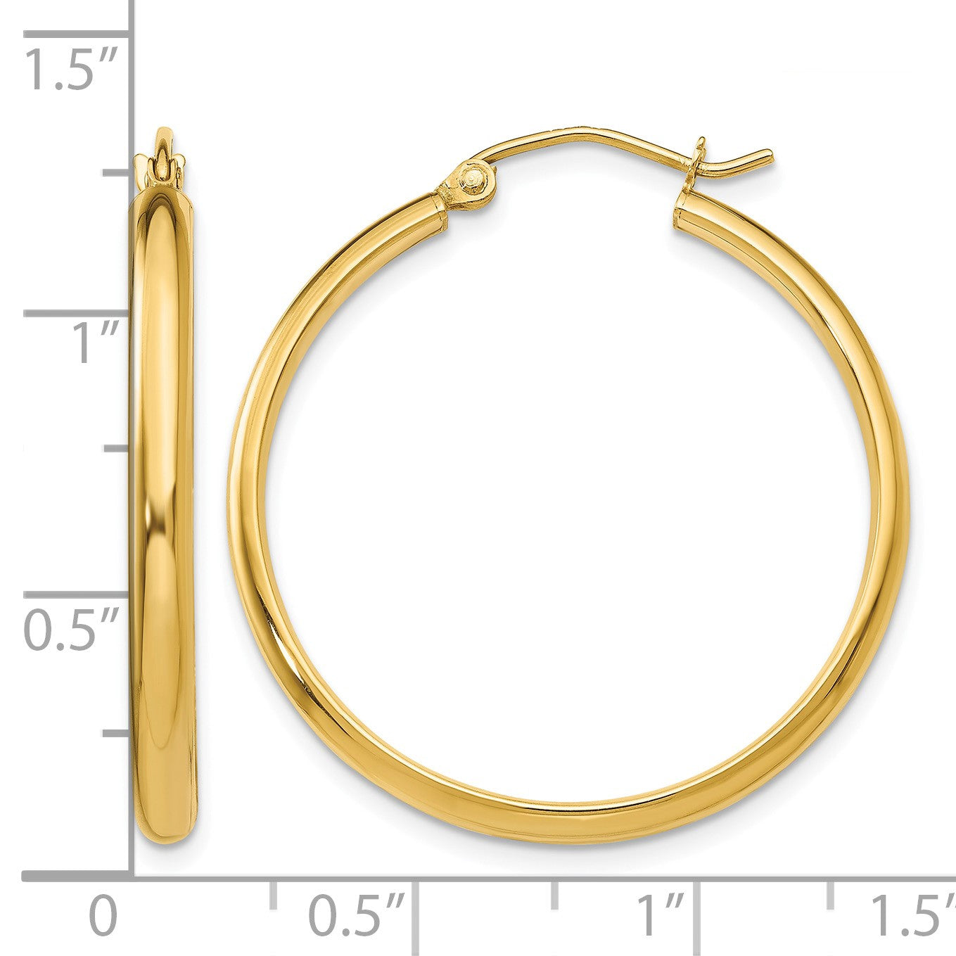 14k 2.75x30mm Polished Tube Hoop Earrings