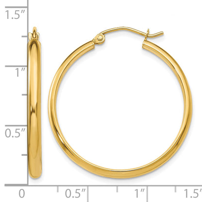 14k 2.75x30mm Polished Tube Hoop Earrings