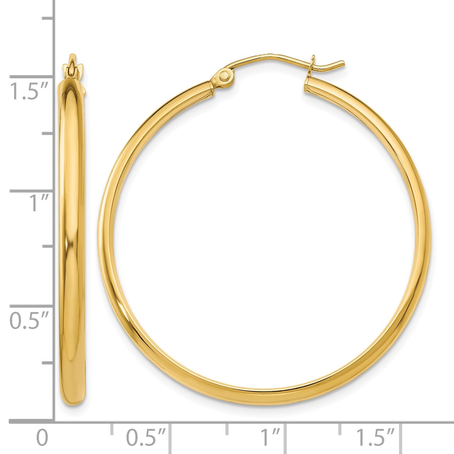 14k 2.75x35mm Polished Tube Hoop Earrings