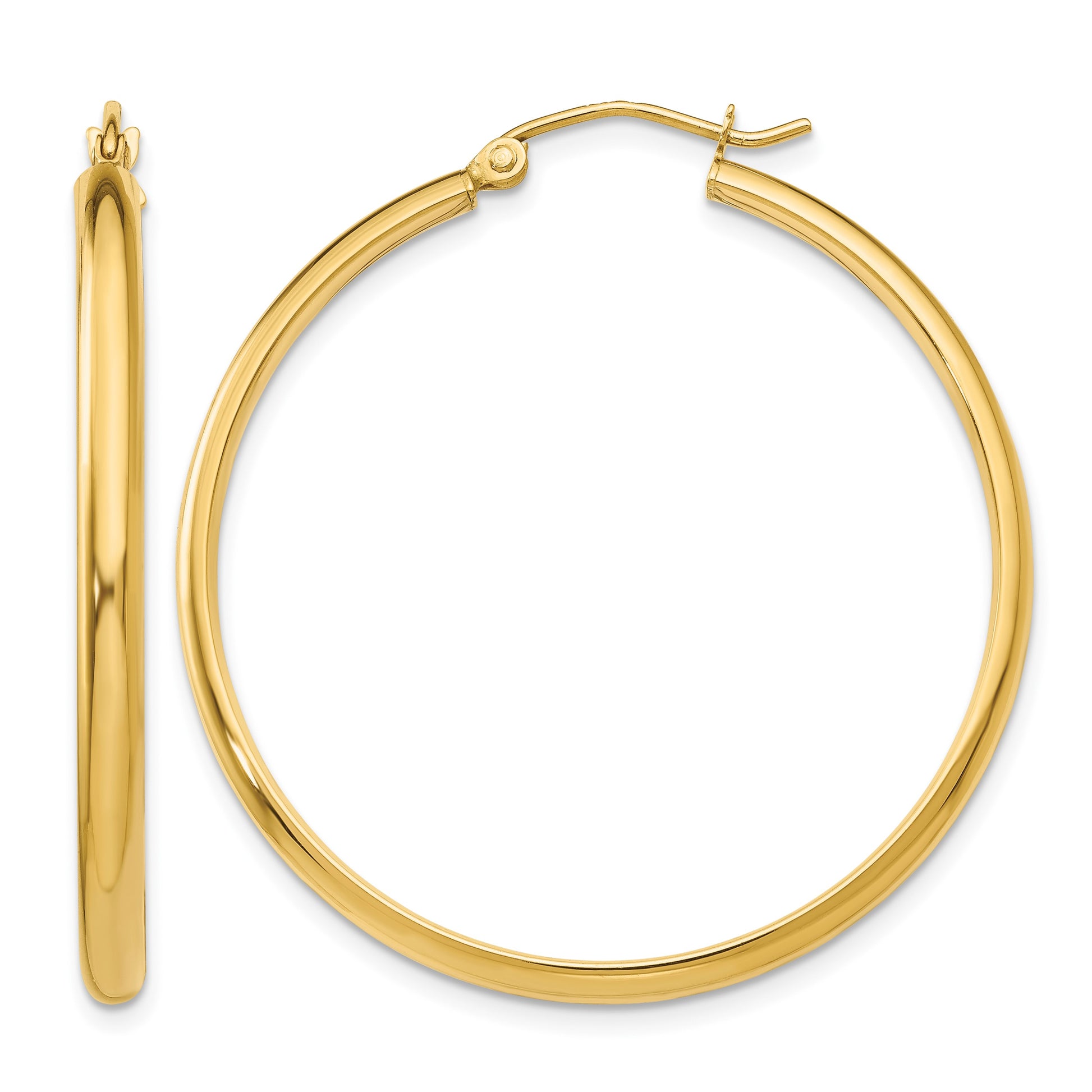 14k 2.75x35mm Polished Tube Hoop Earrings
