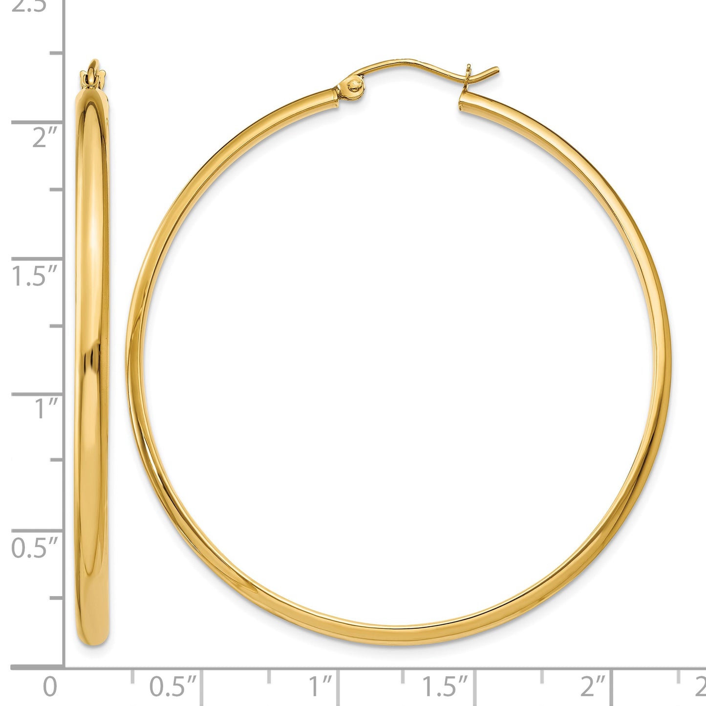 14k 2.75x50mm Polished Tube Hoop Earrings