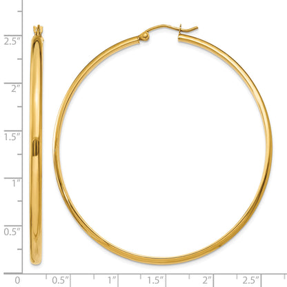 14k 2.75x55mm Polished Tube Hoop Earrings