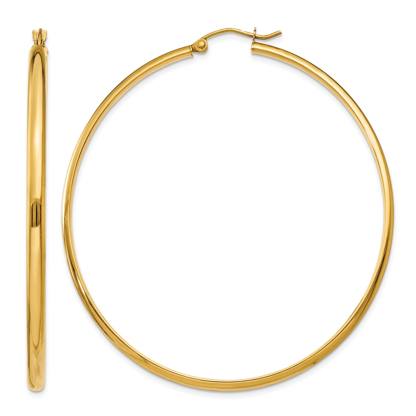 14k 2.75x55mm Polished Tube Hoop Earrings