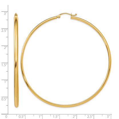 14k 2.75x65mm Polished Tube Hoop Earrings