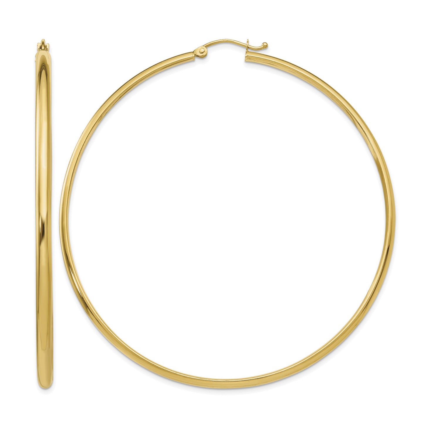 14k 2.75x65mm Polished Tube Hoop Earrings