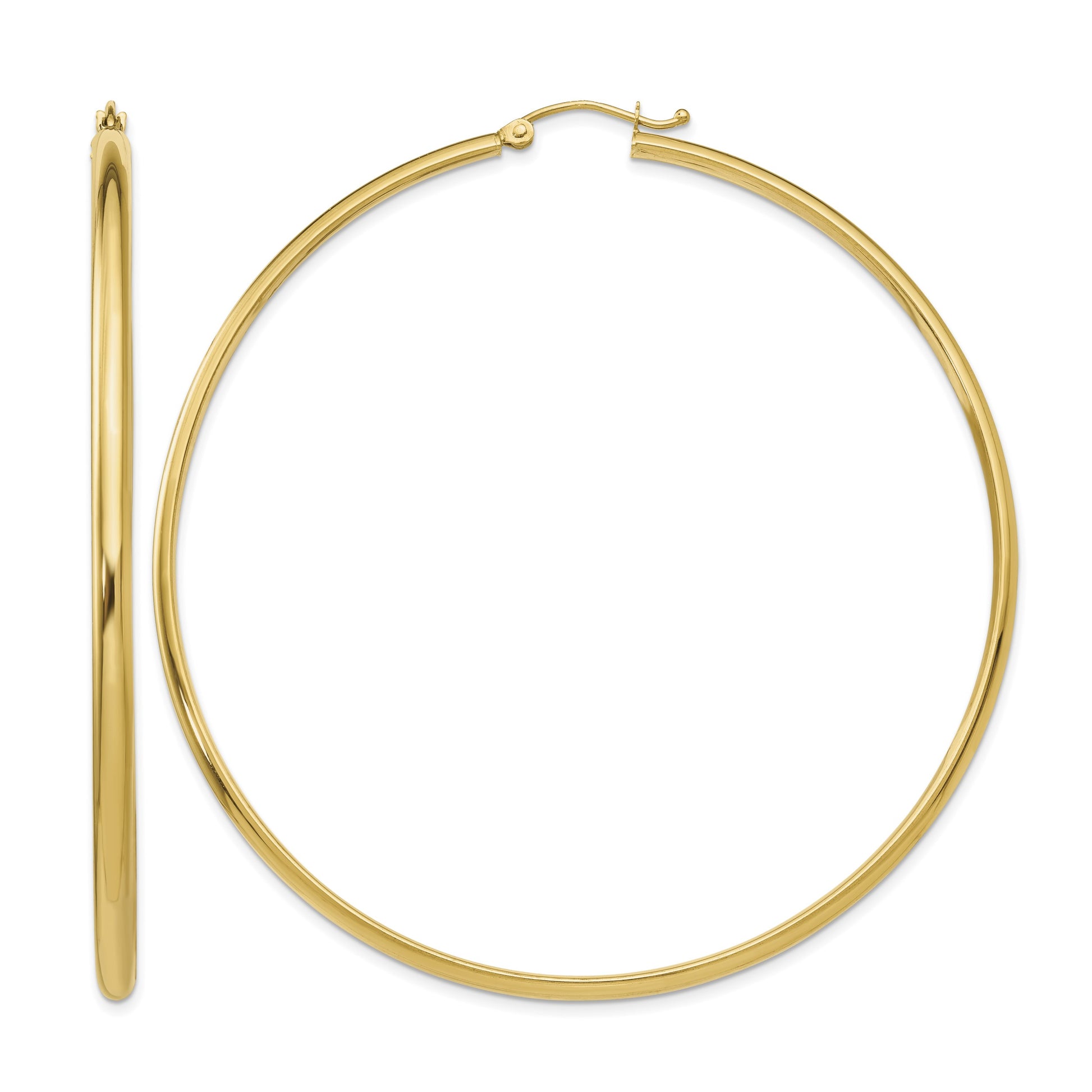 14k 2.75x65mm Polished Tube Hoop Earrings