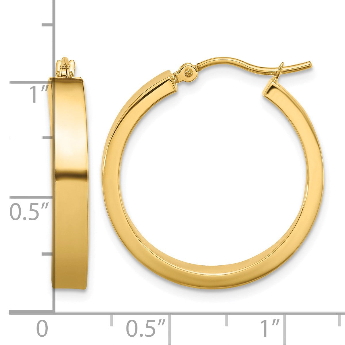 14k 4x25mm Polished Tube Hoop Earrings