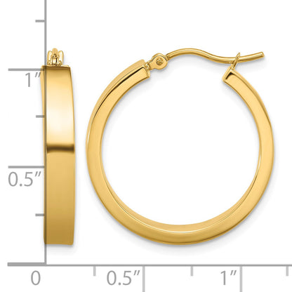 14k 4x25mm Polished Tube Hoop Earrings