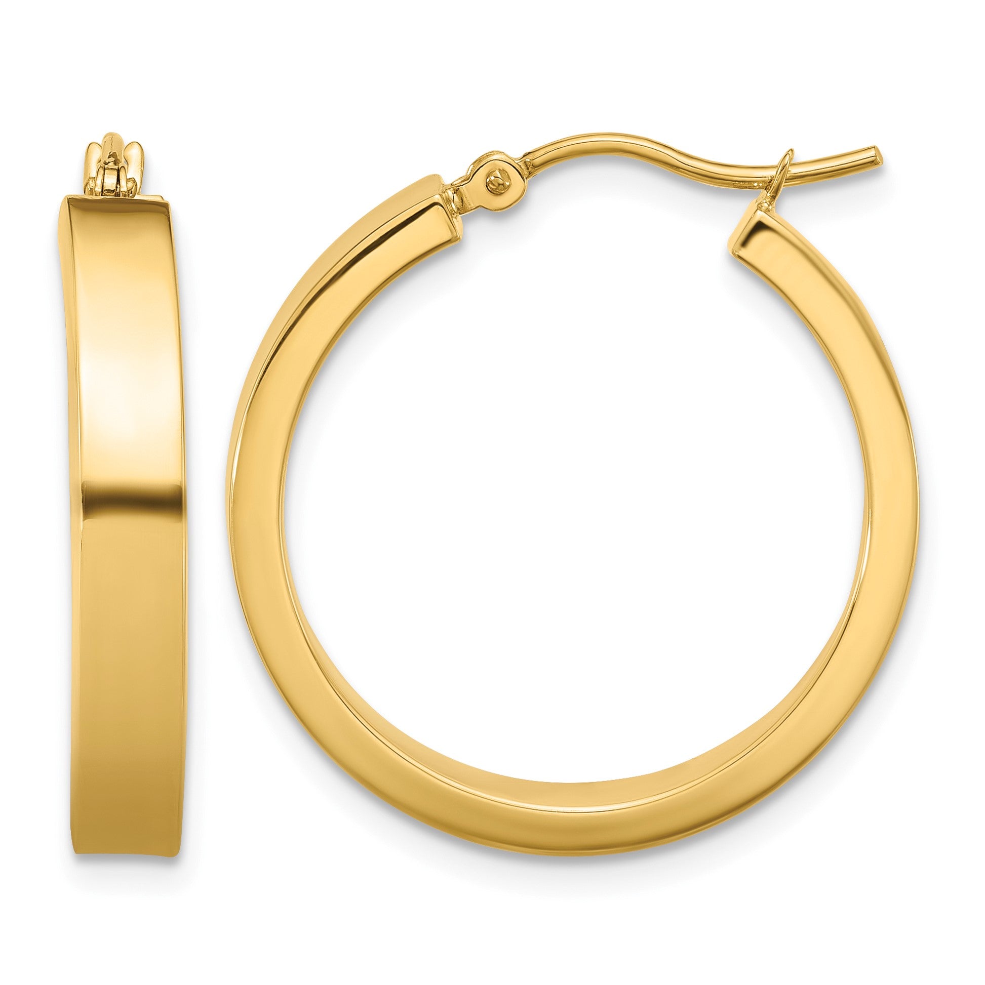 14k 4x25mm Polished Tube Hoop Earrings
