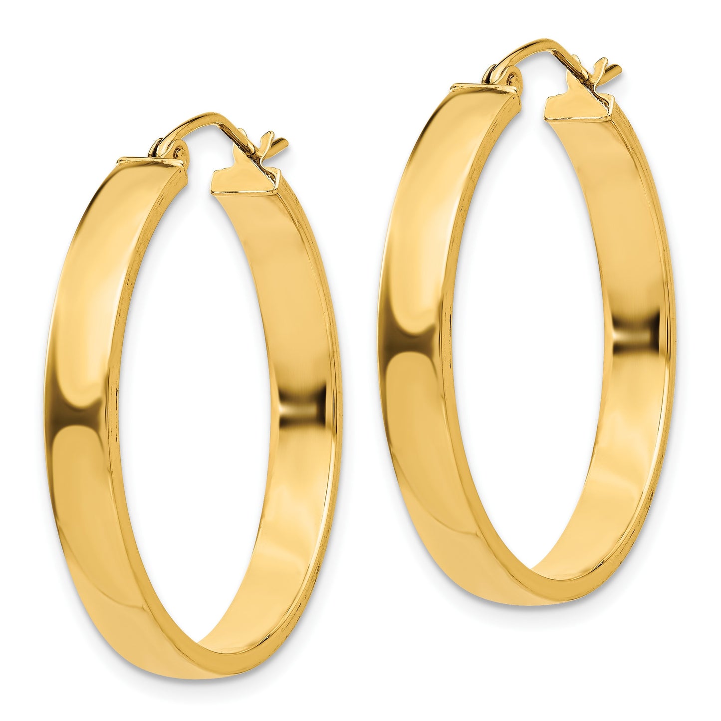 14k 4x28mm Polished Tube Hoop Earrings