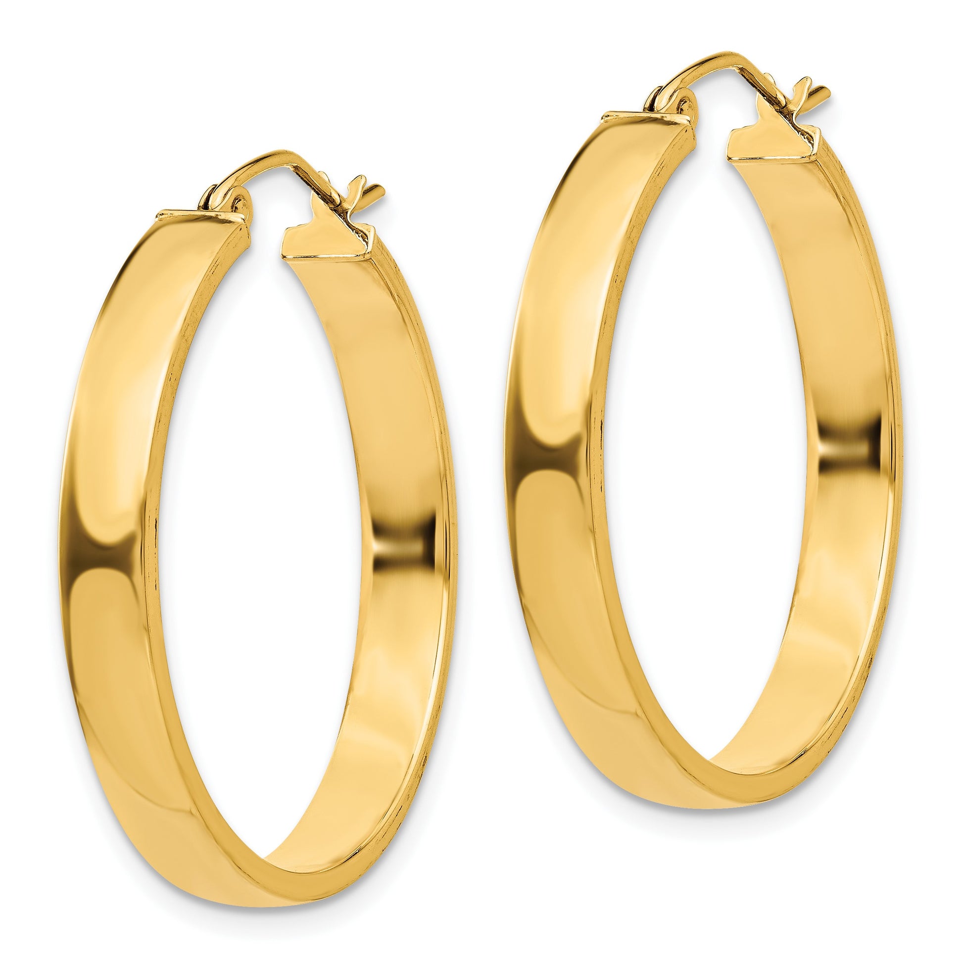 14k 4x28mm Polished Tube Hoop Earrings