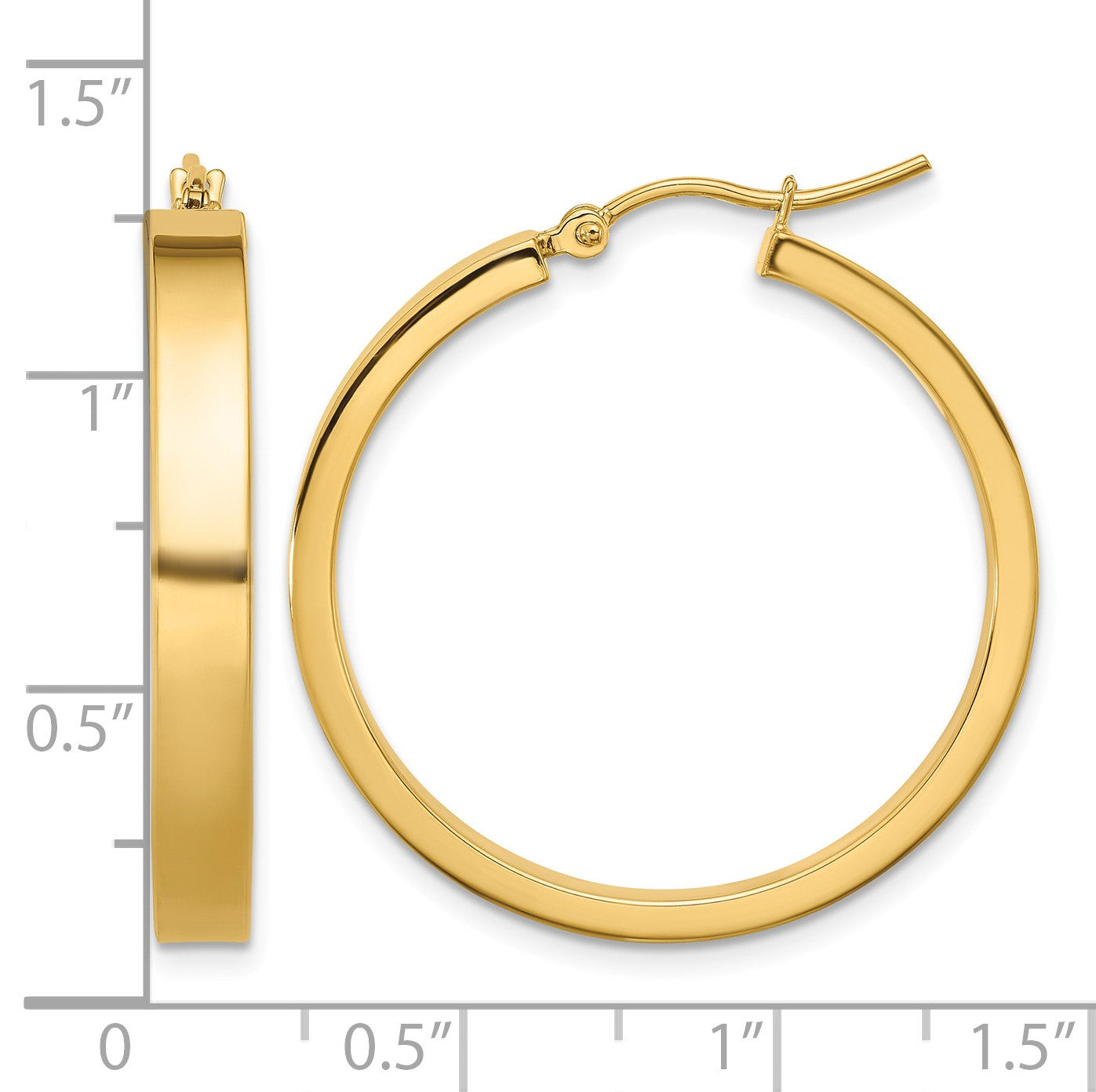 14k 4x28mm Polished Tube Hoop Earrings