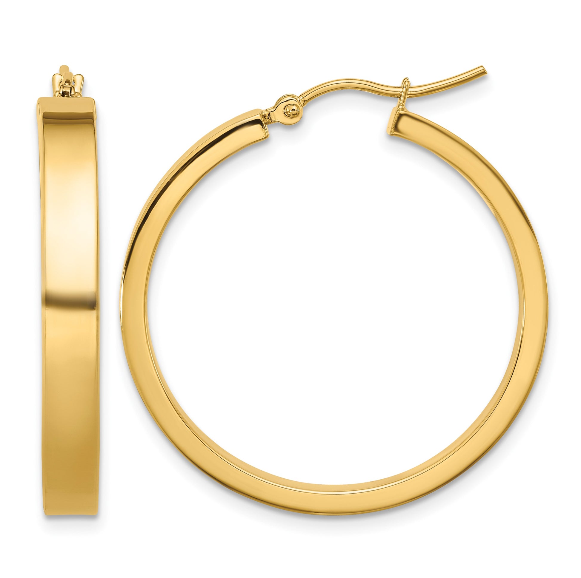14k 4x28mm Polished Tube Hoop Earrings